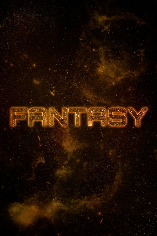 FANTASY word typography brown text