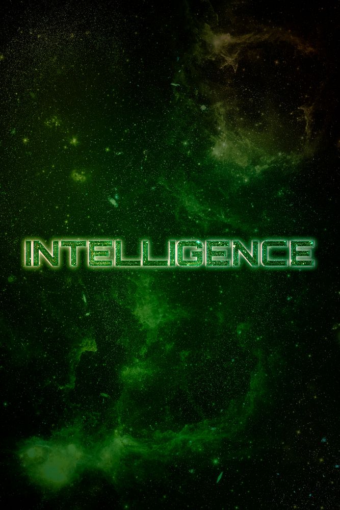 INTELLIGENCE word typography green text