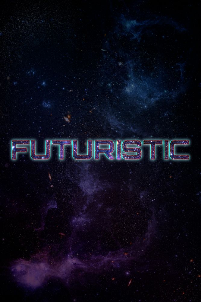 FUTURISTIC word typography blue text
