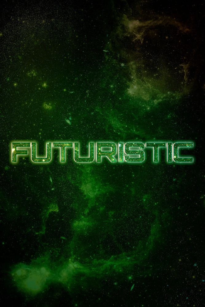 FUTURISTIC word typography green text