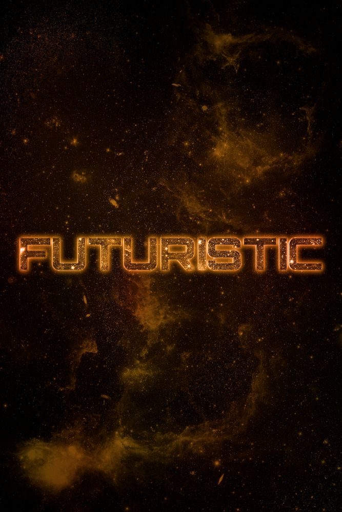 FUTURISTIC word typography brown text