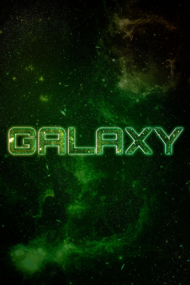 GALAXY word typography green text