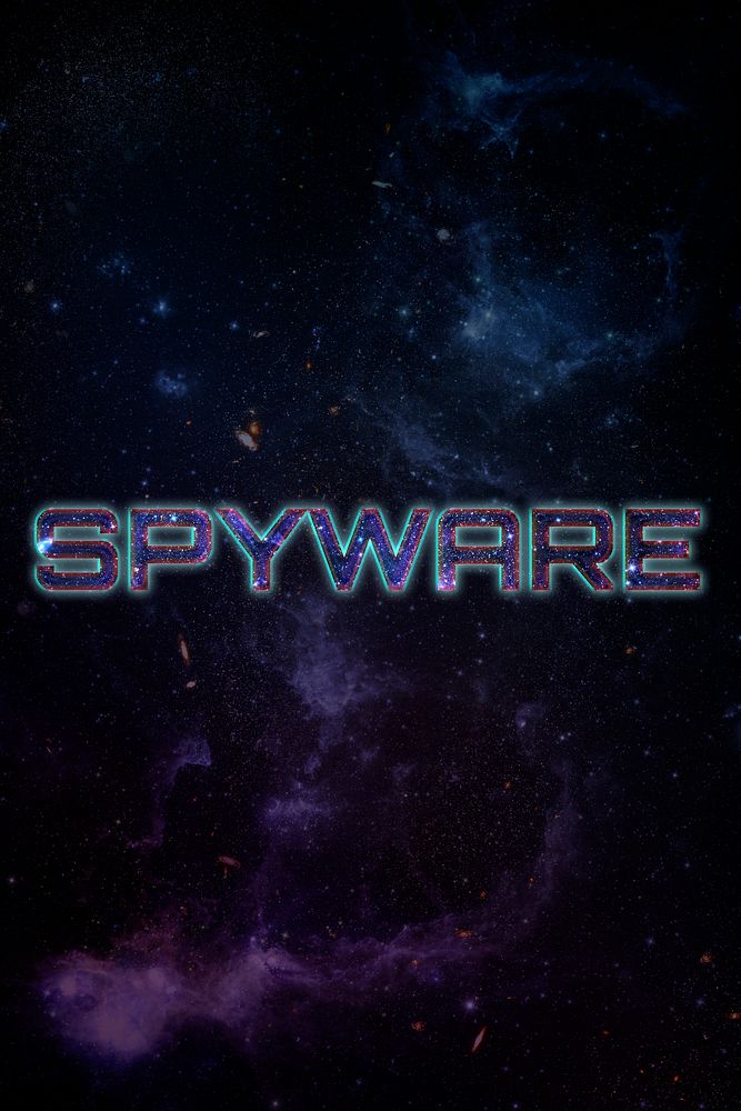 SPYWARE word typography blue text