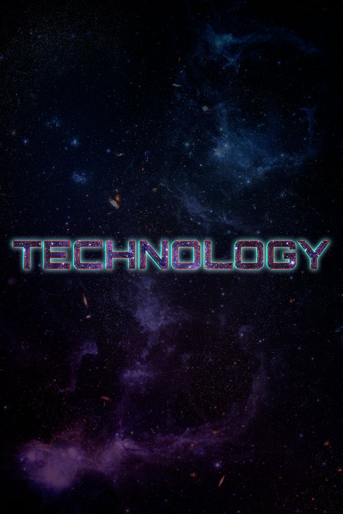 TECHNOLOGY word typography blue text