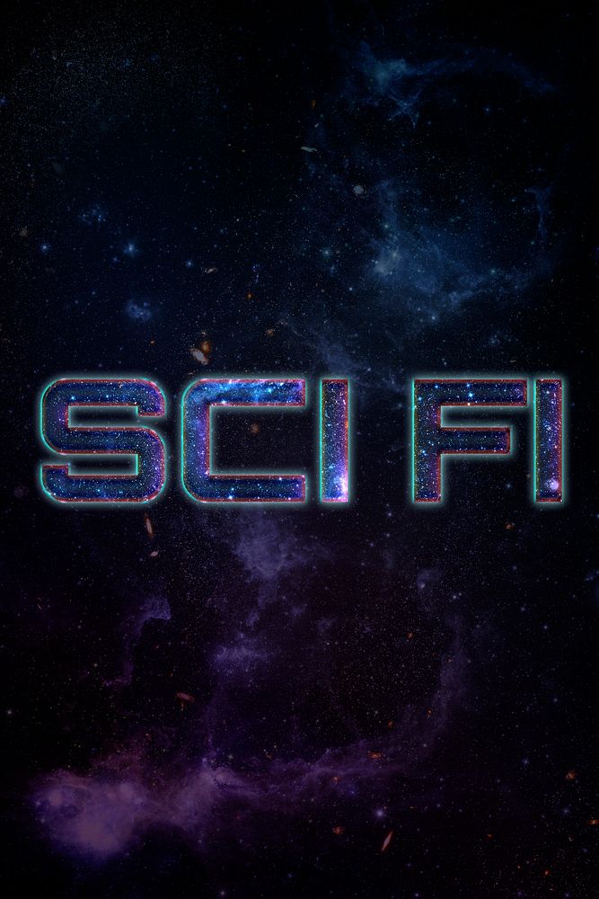 SCI FI word typography blue text
