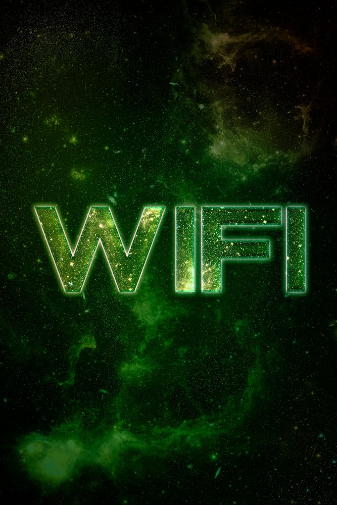WIFI word typography green text