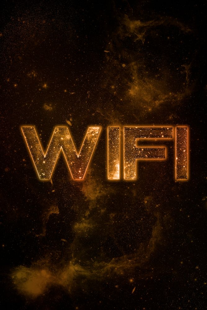 WIFI word typography brown text