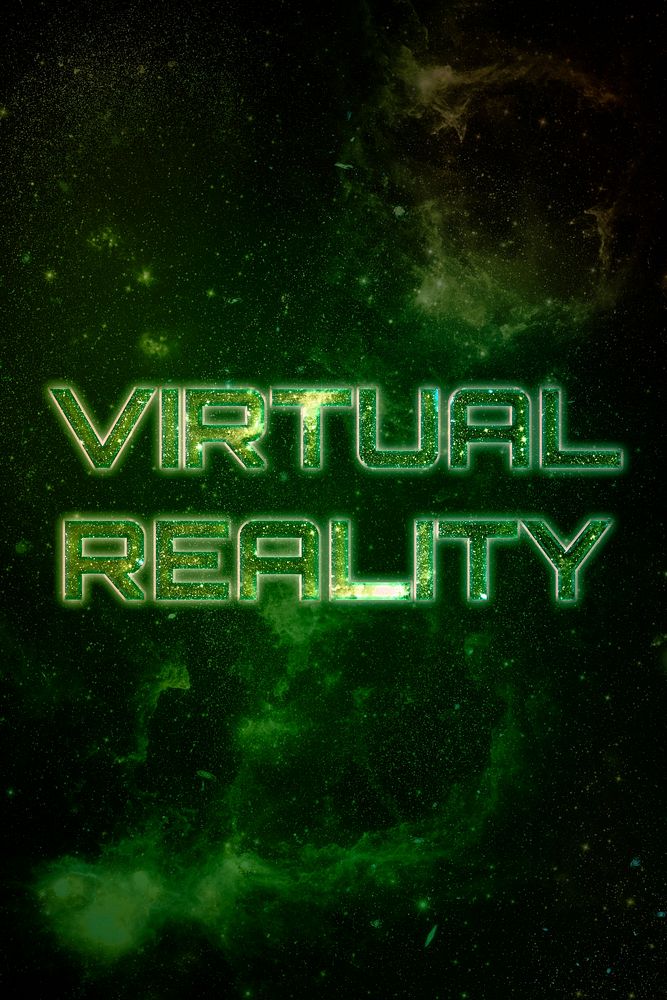 VIRTUAL REALITY word typography green text