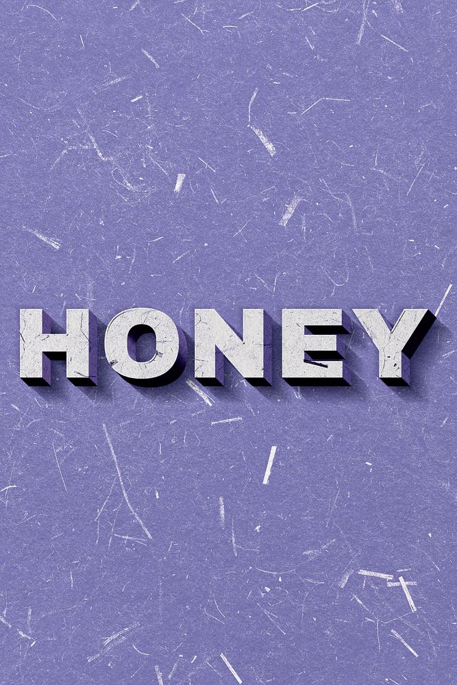 Purple Honey 3D vintage word on paper texture