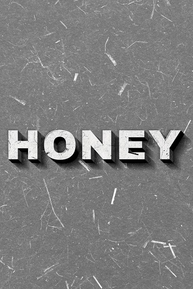 Grayscale Honey 3D word paper texture font typography
