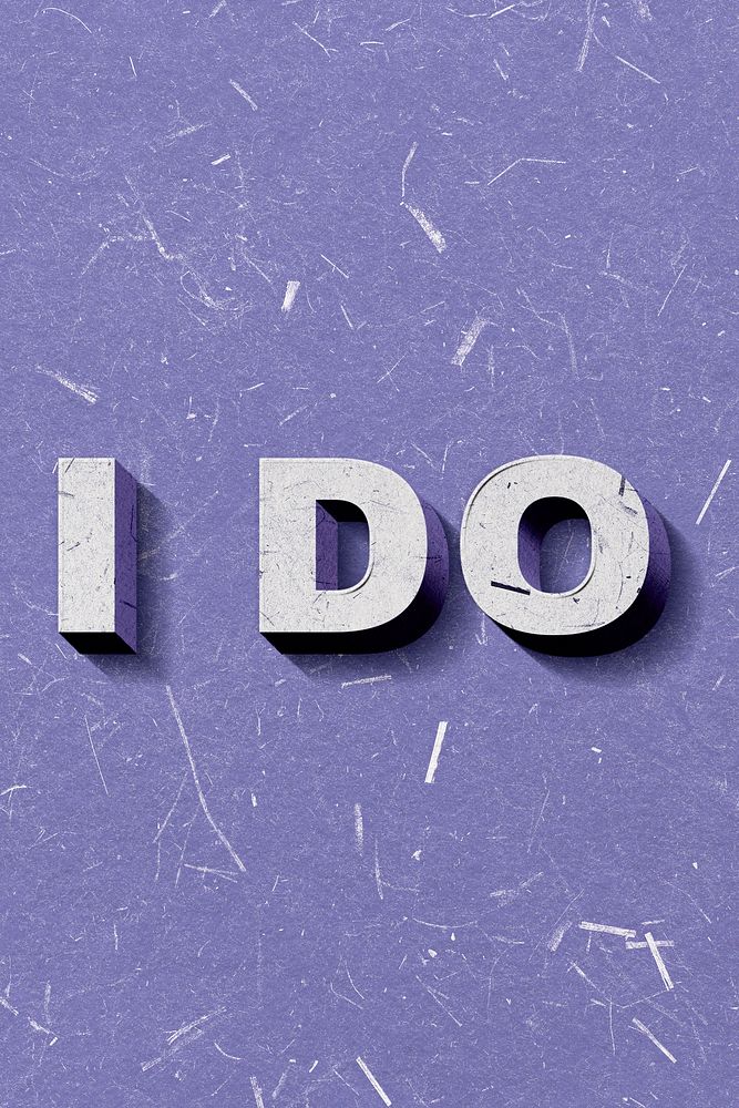 Retro 3D I Do purple word typography banner