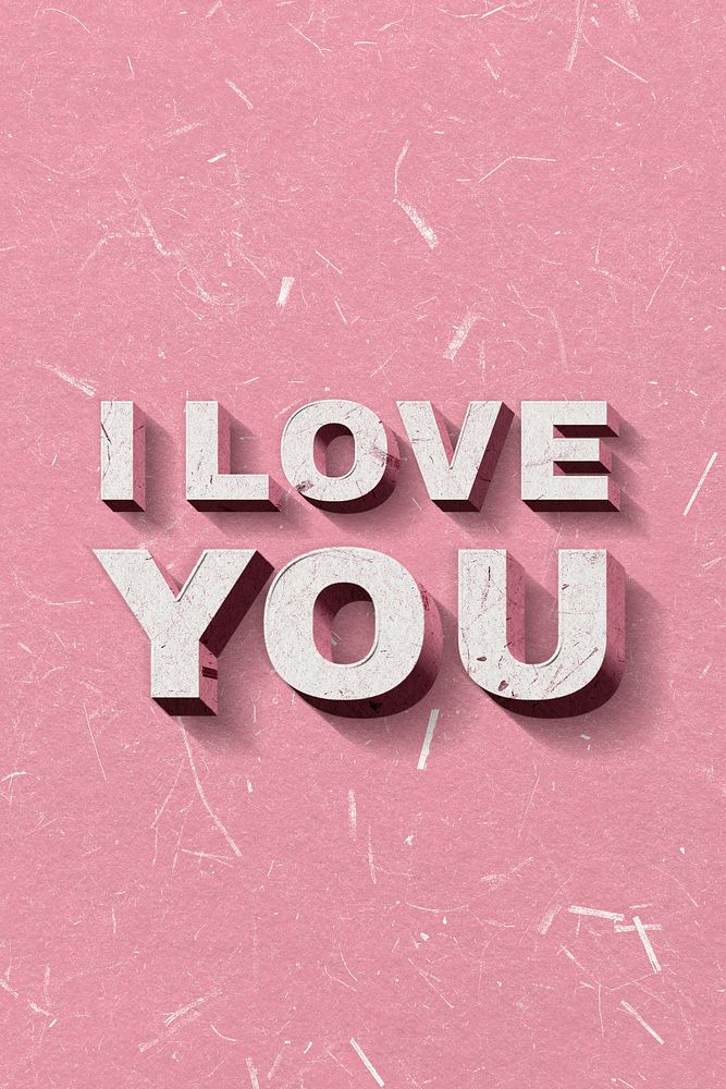 Retro 3D I Love You pink quote banner