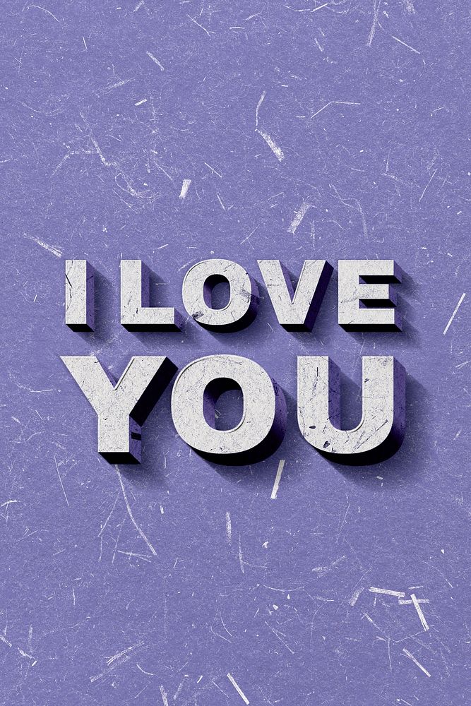 I Love You purple quote on paper texture banner