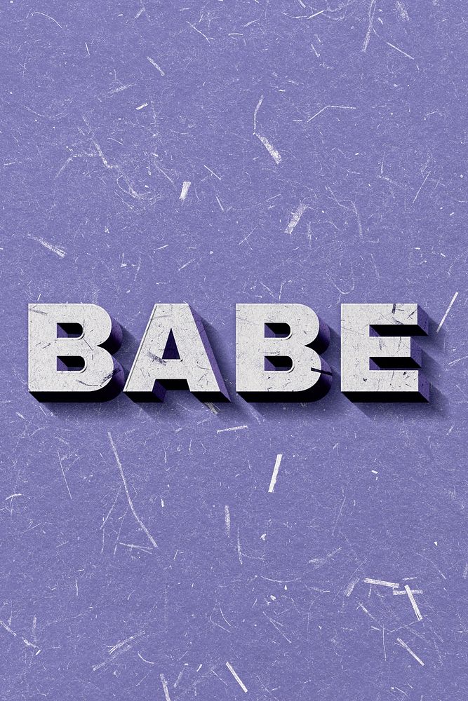 Purple Babe 3D vintage word on paper texture