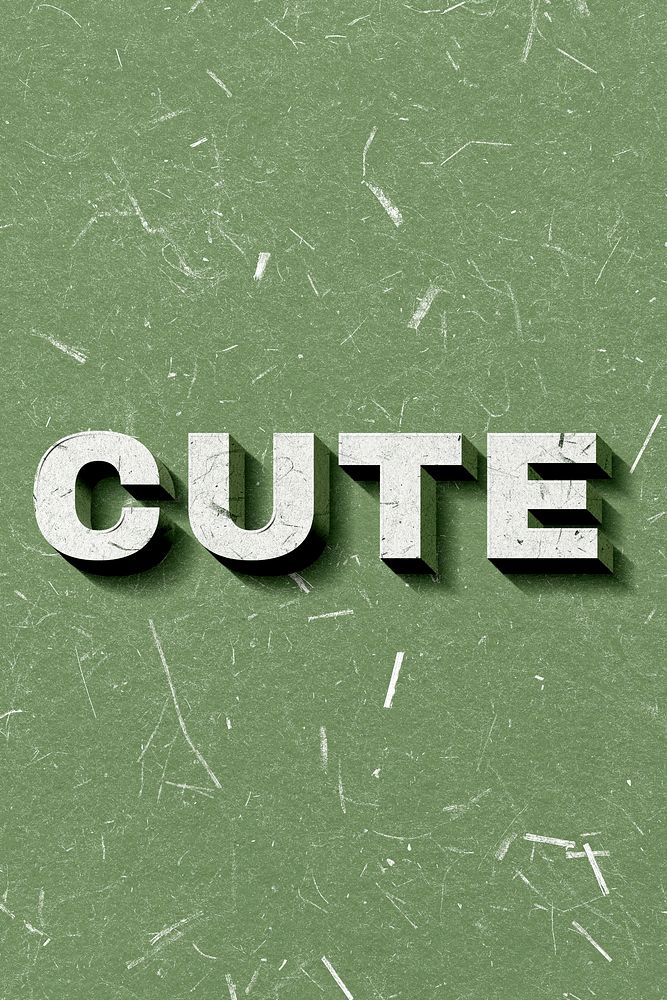 Cute green 3D trendy word textured font typography