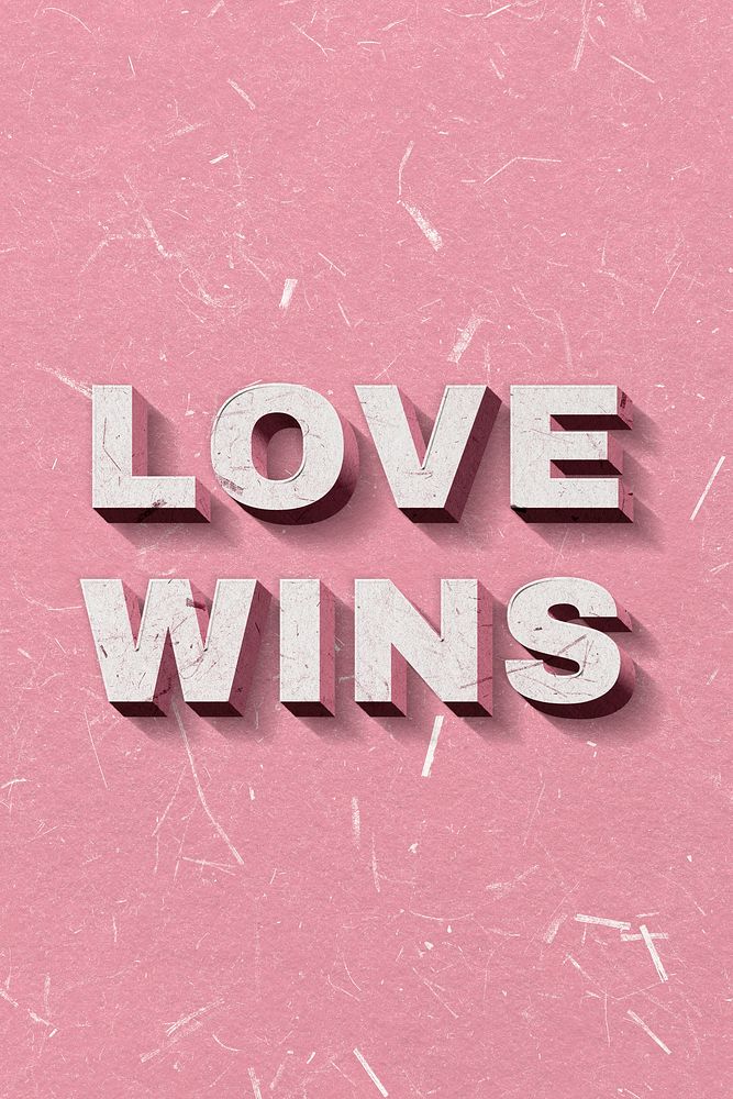 Love Wins pink quote on paper texture banner