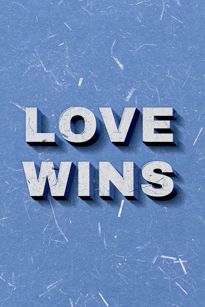 Love Wins blue quote on paper texture banner