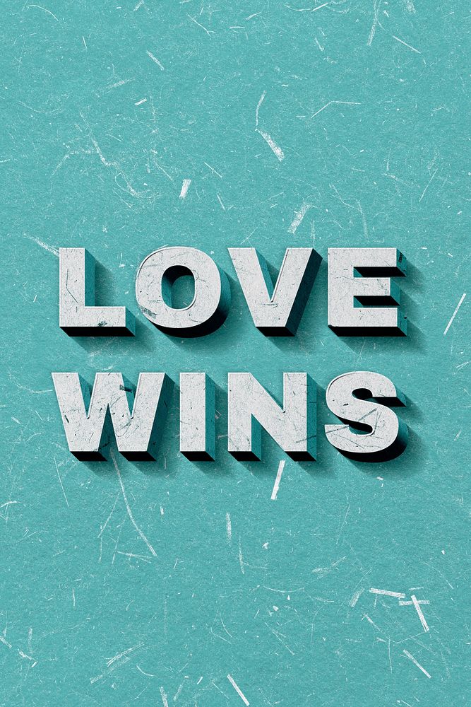 Love Wins mint green quote on paper texture banner