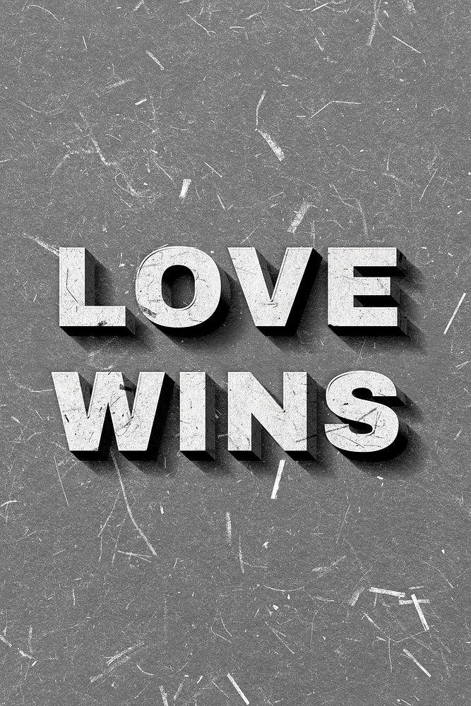 Love Wins gray quote on paper texture banner