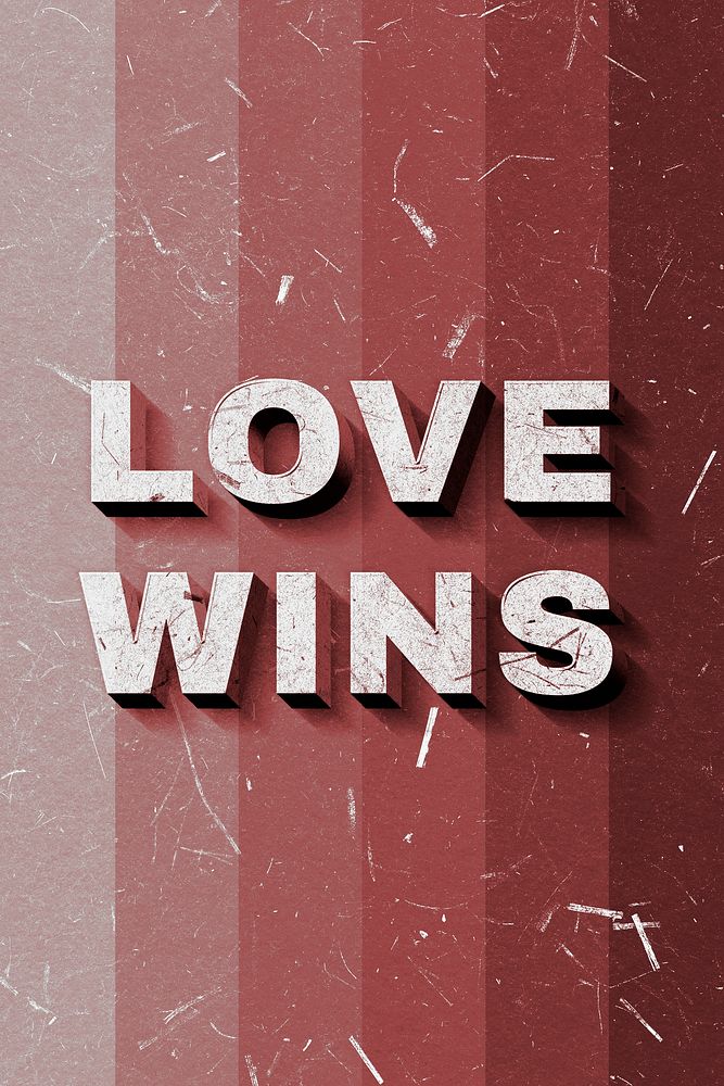 Love Wins red gradient quote on paper texture banner