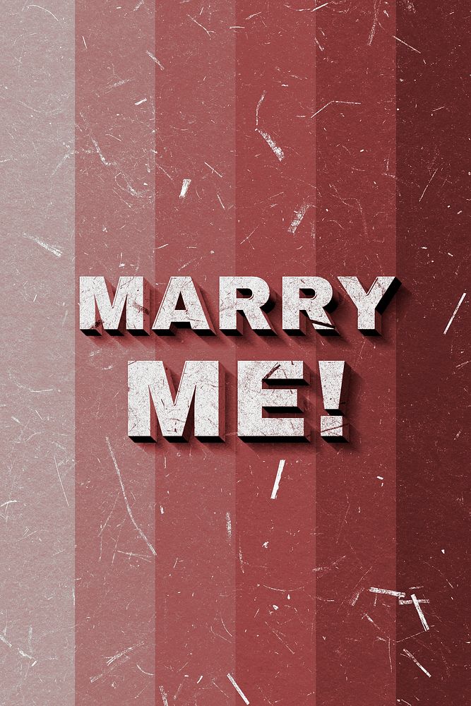 Marry Me! red 3D vintage quote on paper texture