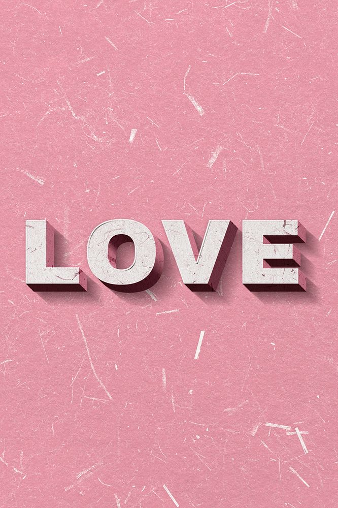 Pink Love 3D vintage word on paper texture