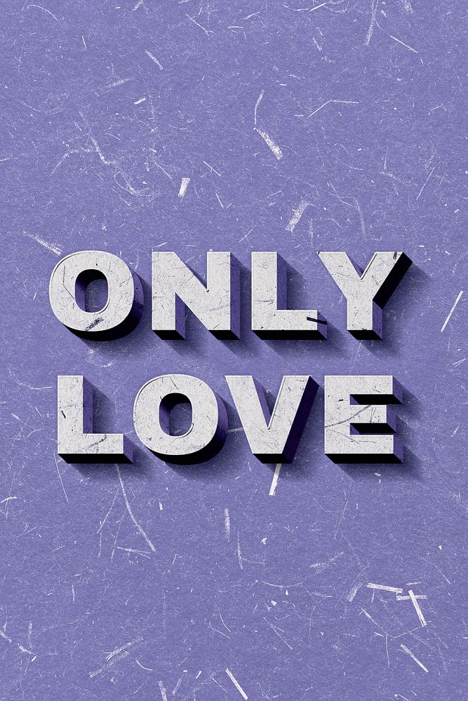 3D Only Love purple text paper font typography