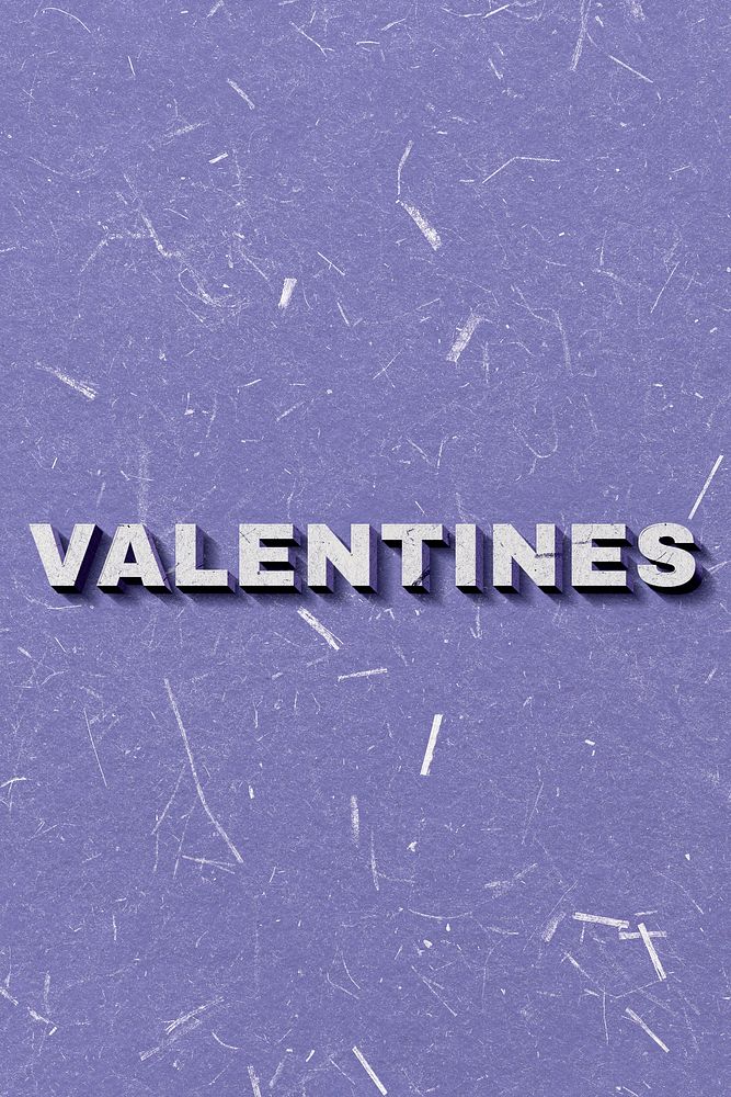 Valentines purple 3D word textured font typography