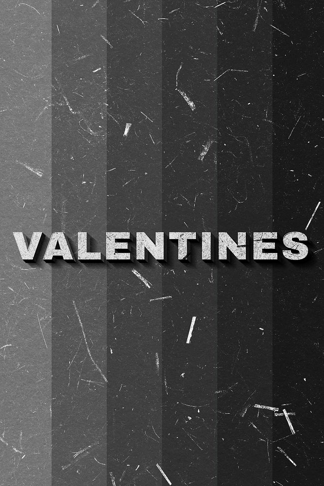 Valentines grayscale 3D word textured font typography