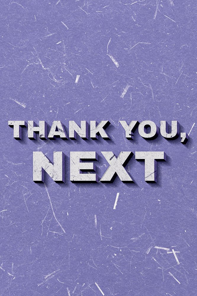 Purple Thank You, Next 3D quote paper texture font typography