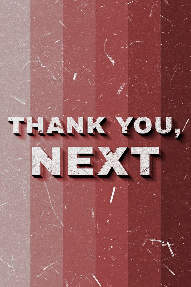 Red Thank You, Next 3D quote paper texture font typography