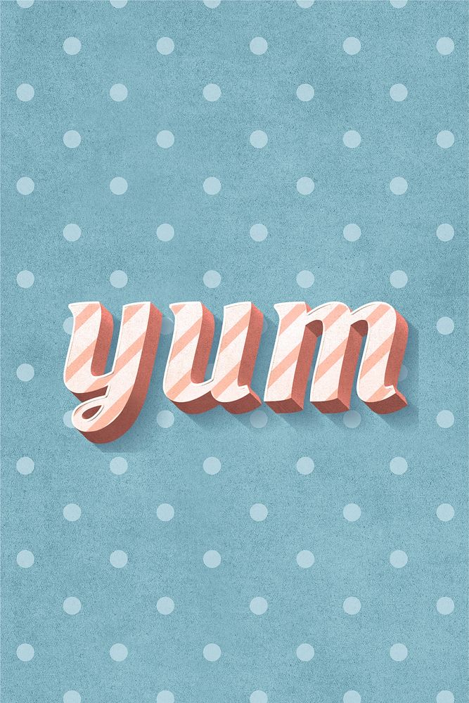 Yum word candy cane typography