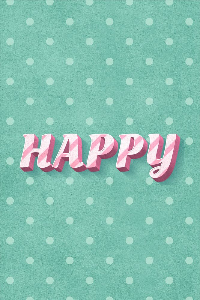 Happy text 3d vintage word clipart