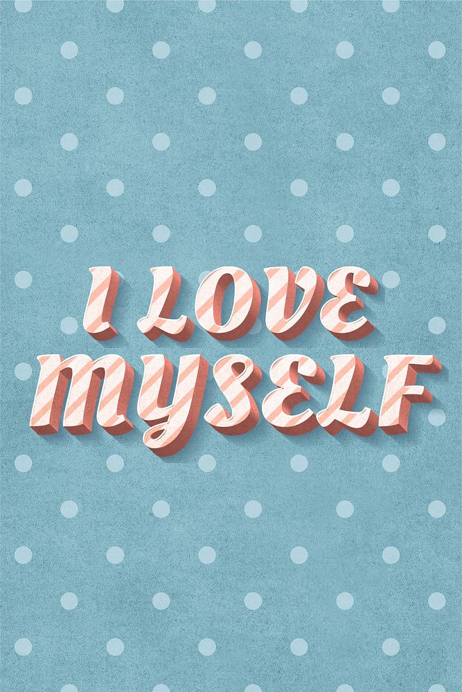 I love myself word candy cane typography