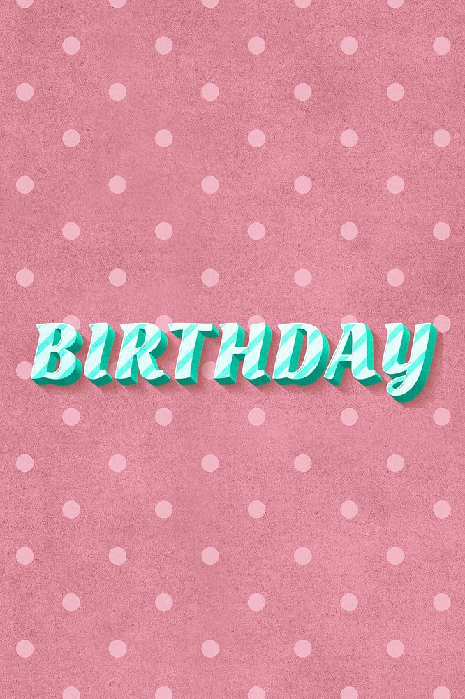 Birthday word candy cane typography