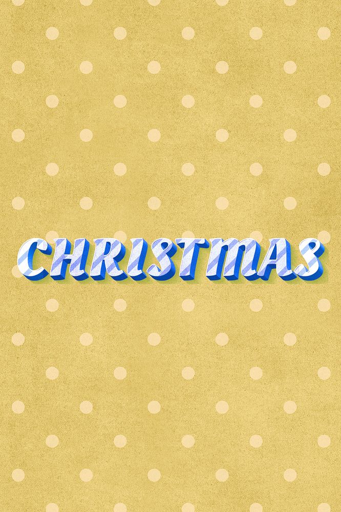 Christmas text vintage typography polka dot background