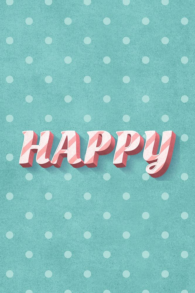 Happy word candy cane typography