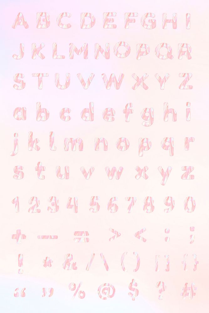 English letters numbers symbols psd pastel holographic set