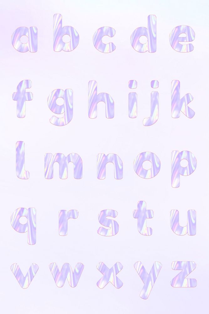 Pastel holographic alphabet psd typography collection