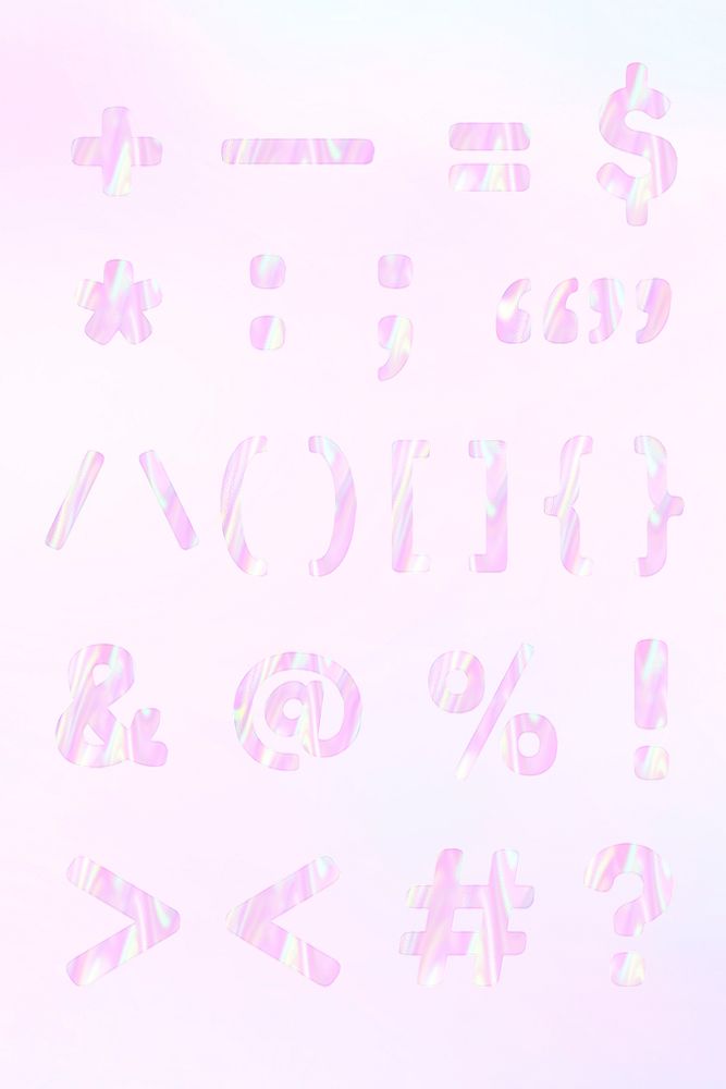 Holographic psd symbols sticker pastel pink set
