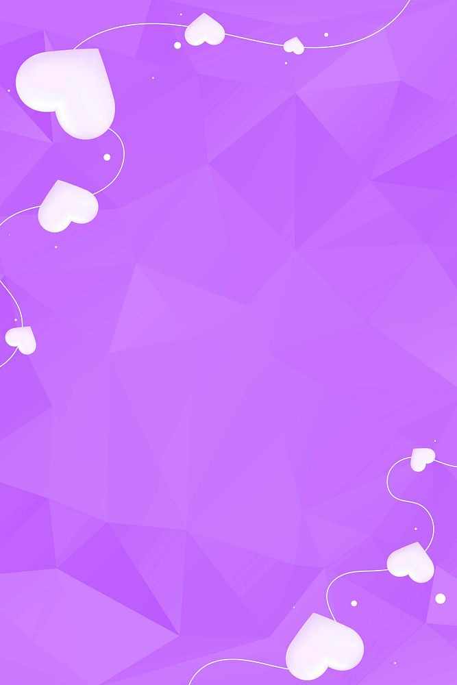 Vector heart border prism pattern purple background