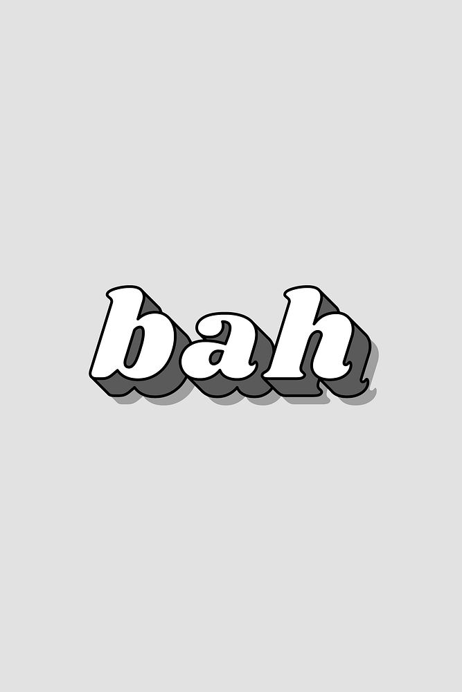 Retro bold font bah word shadow typography