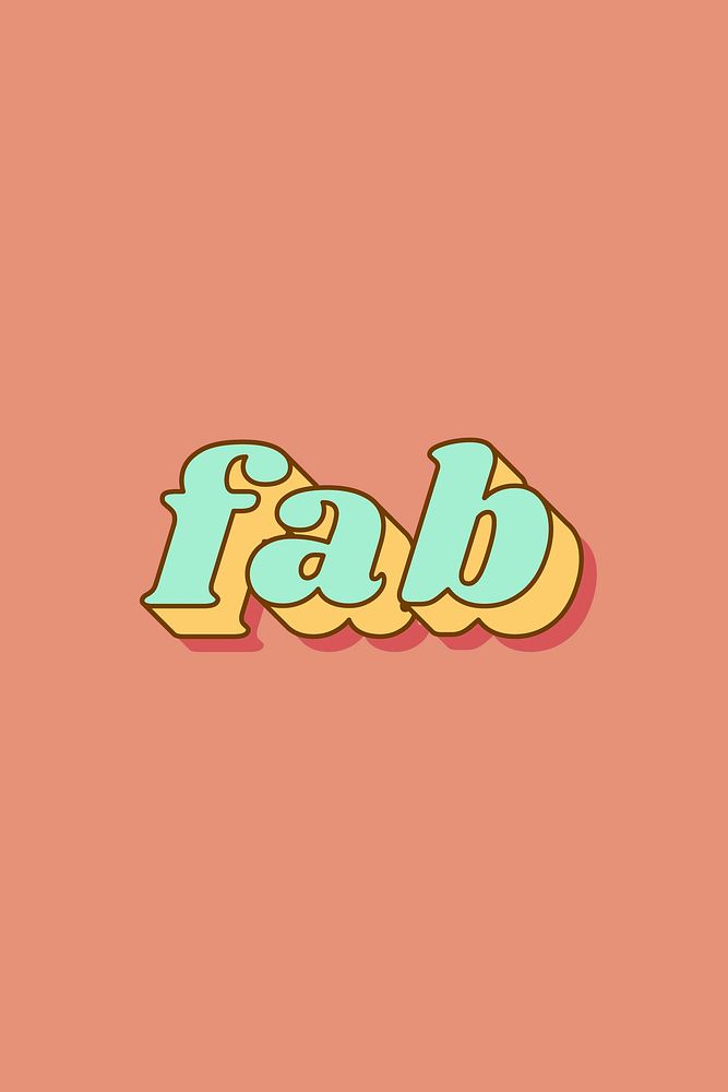 Fab word retro 3D effect pastel typography