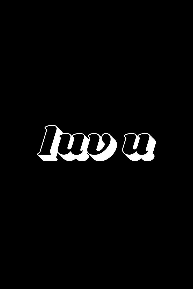 Luv u text shadow effect bold font typography