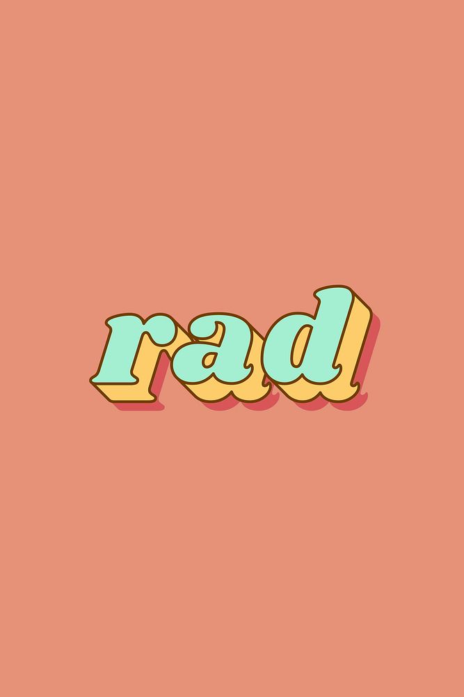 Rad lettering retro pastel shadow font