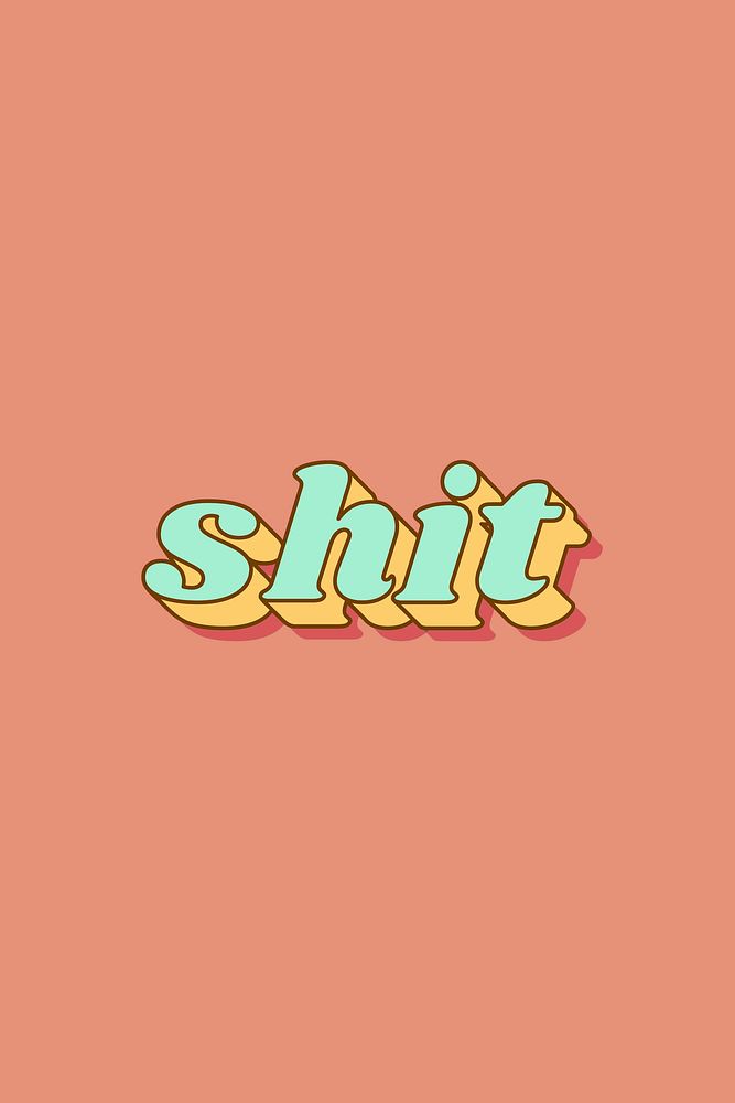 Shit word retro 3D effect pastel typography