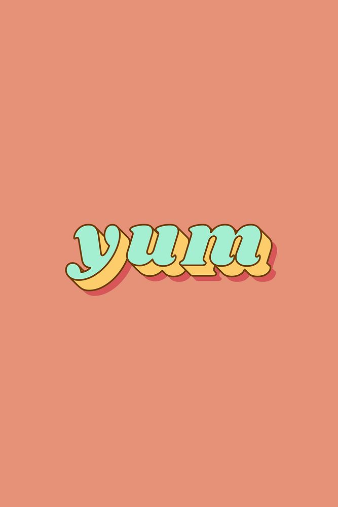 Yum lettering shadow effect bold font typography