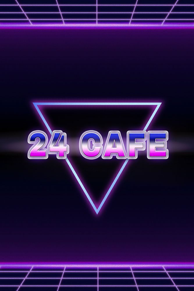 24 cafe retro style word on futuristic background