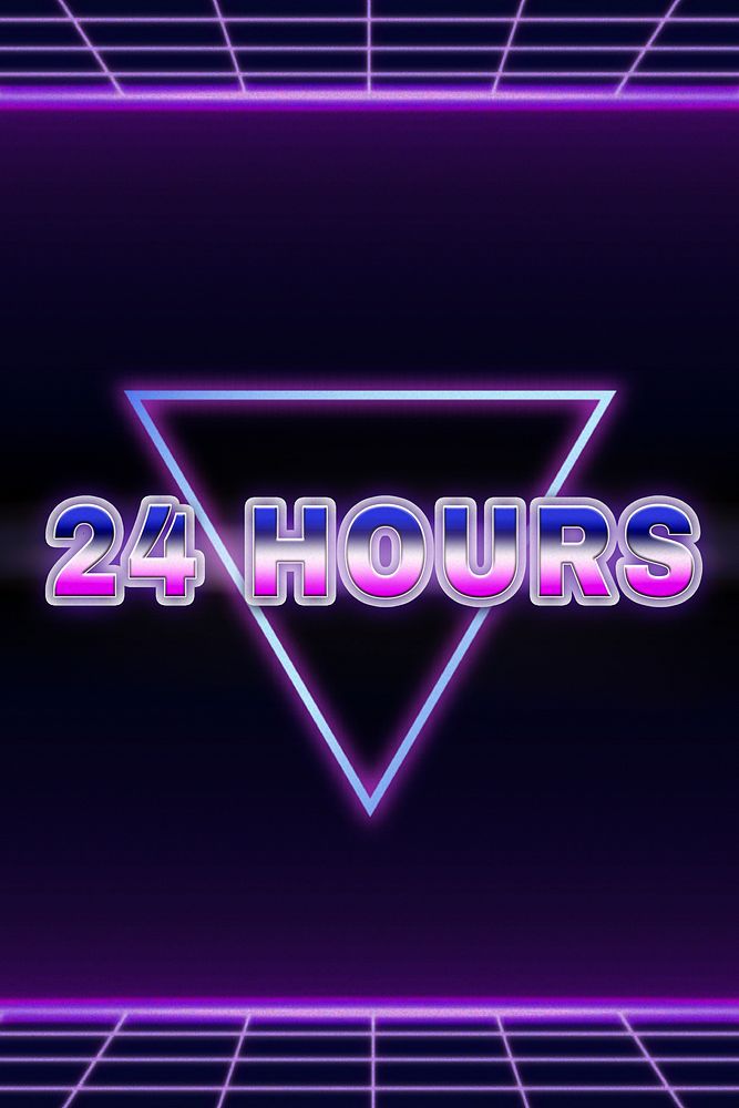 24 hours retro style word on futuristic background
