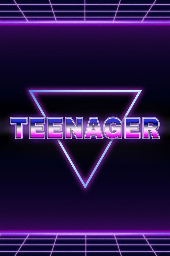 Teenager retro style word on futuristic background